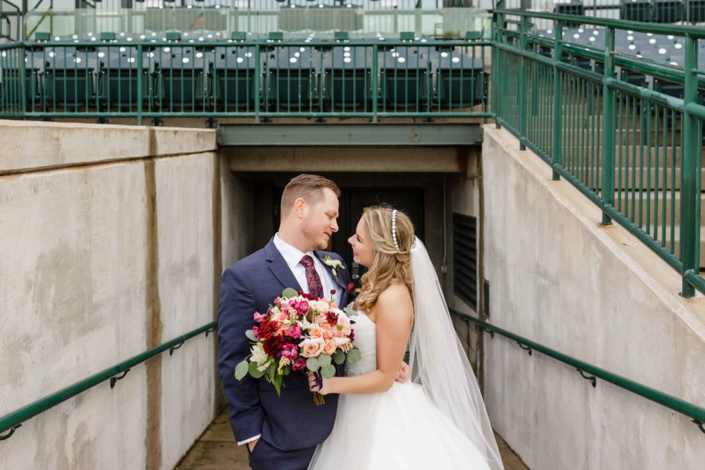 Dow Diamond, Baseball Field, Bride and Groom, Michigan Wedding